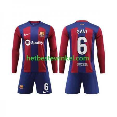 FC Barcelona GAVI 6 Voetbalshirts Kind Thuis 2023-24 - LS